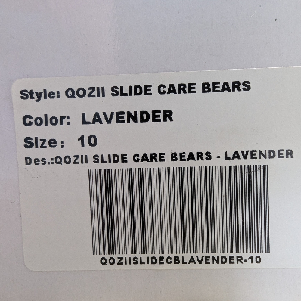 YRU Purple Fuzzy Sandals Qozii Slide Care Bears, Size 10, NWT - Picture 9 of 9